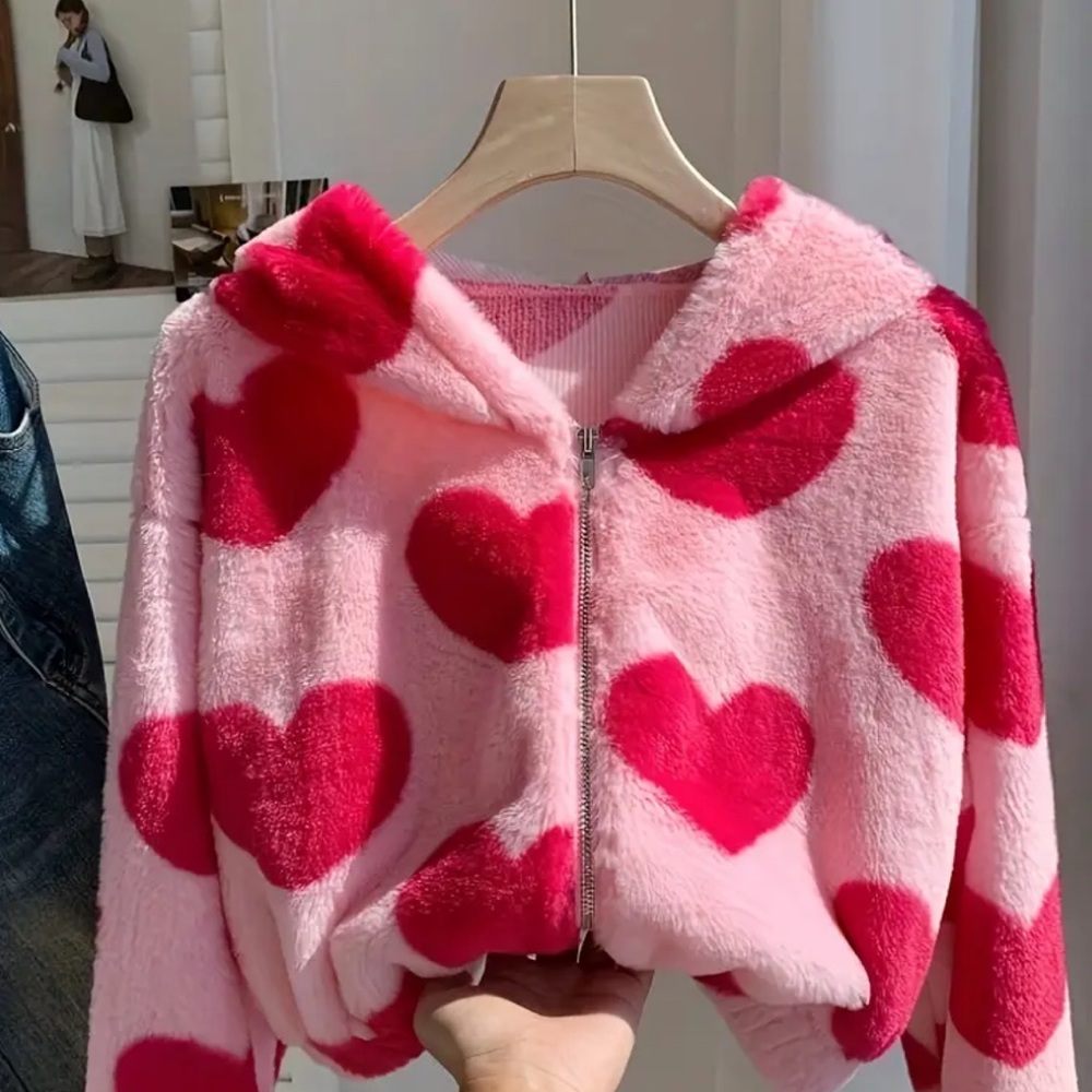 Pink Heart faux fur Jacket